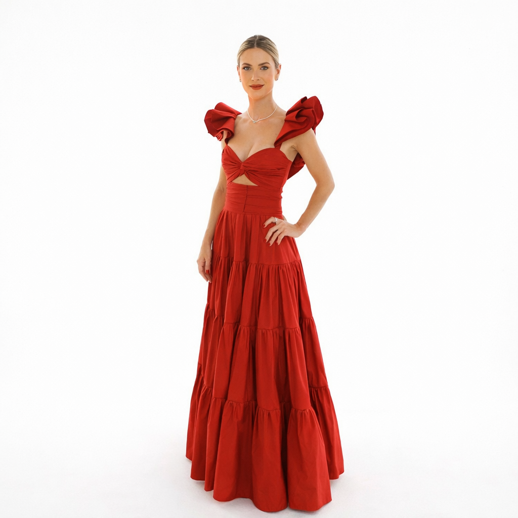 caroline red dress Taller Marmo, Caroline one-shoulder crpe cady gown, Women, Red, M, Dresses, Materialmix