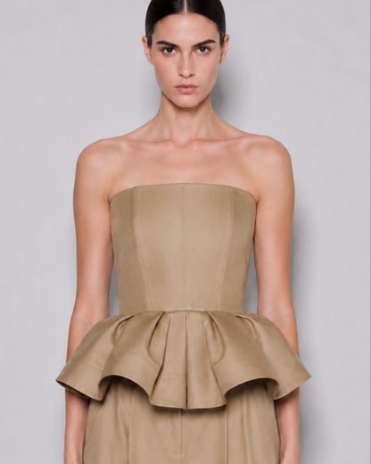 CHARLOTTE TOPS DARK BEIGE