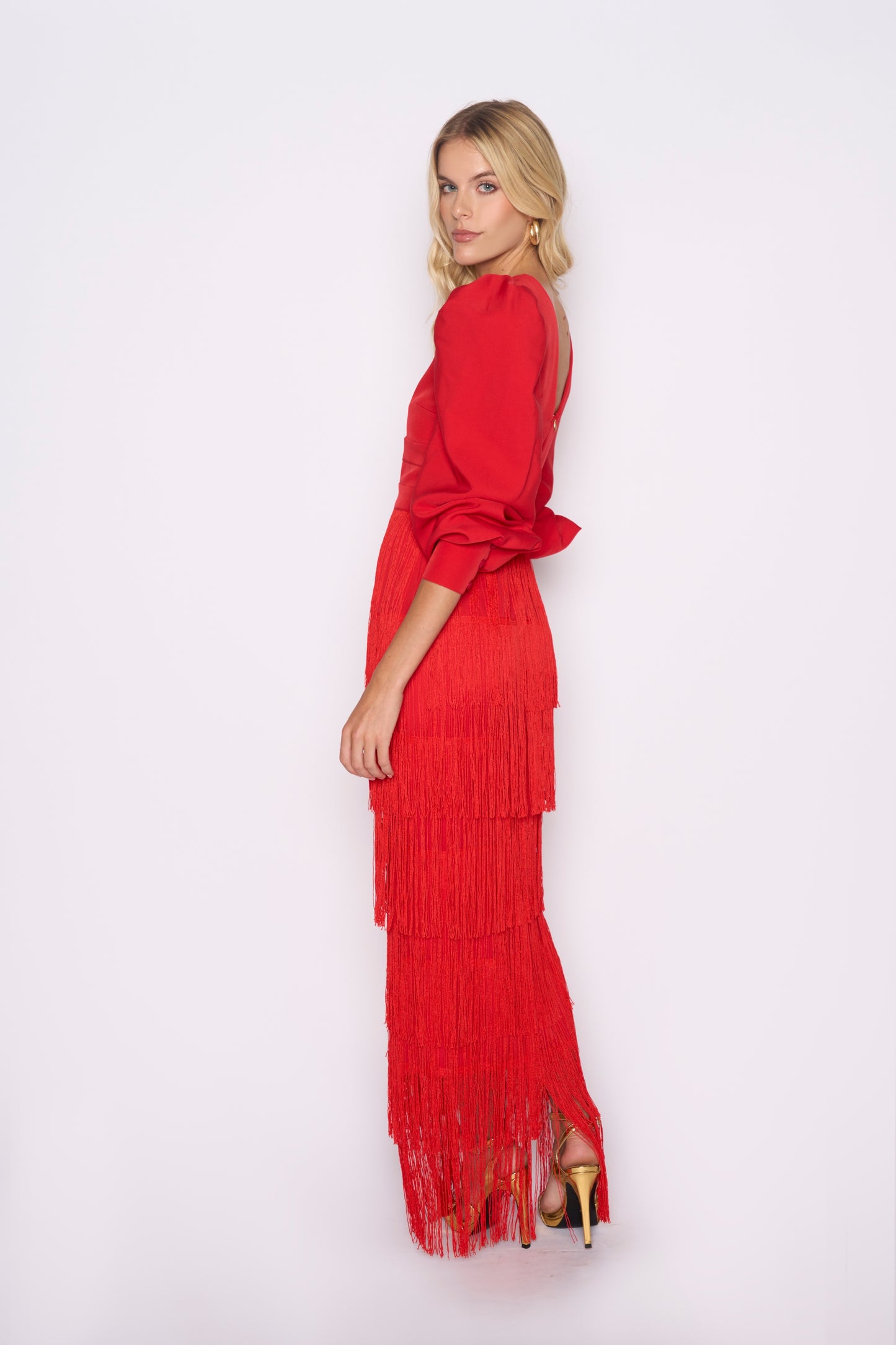 KALILA RED DRESS WITH SLEEVES