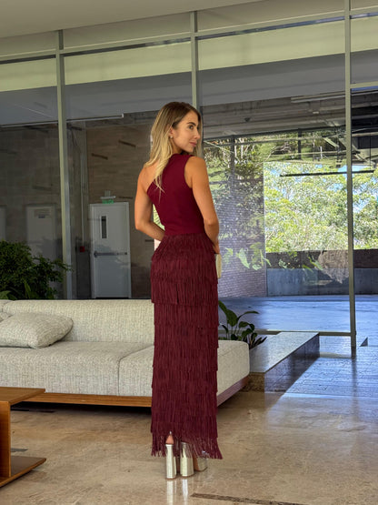 KALILA BURGUNDY ONE SLEEVE